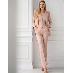 Fashion Chic Conjuntos Para Mujeres 3-częściowy (marynarka + kamizelka + spodnie) Klapa szczytowa Jednorzędowy formalny codzienny garnitur szyty na miarę