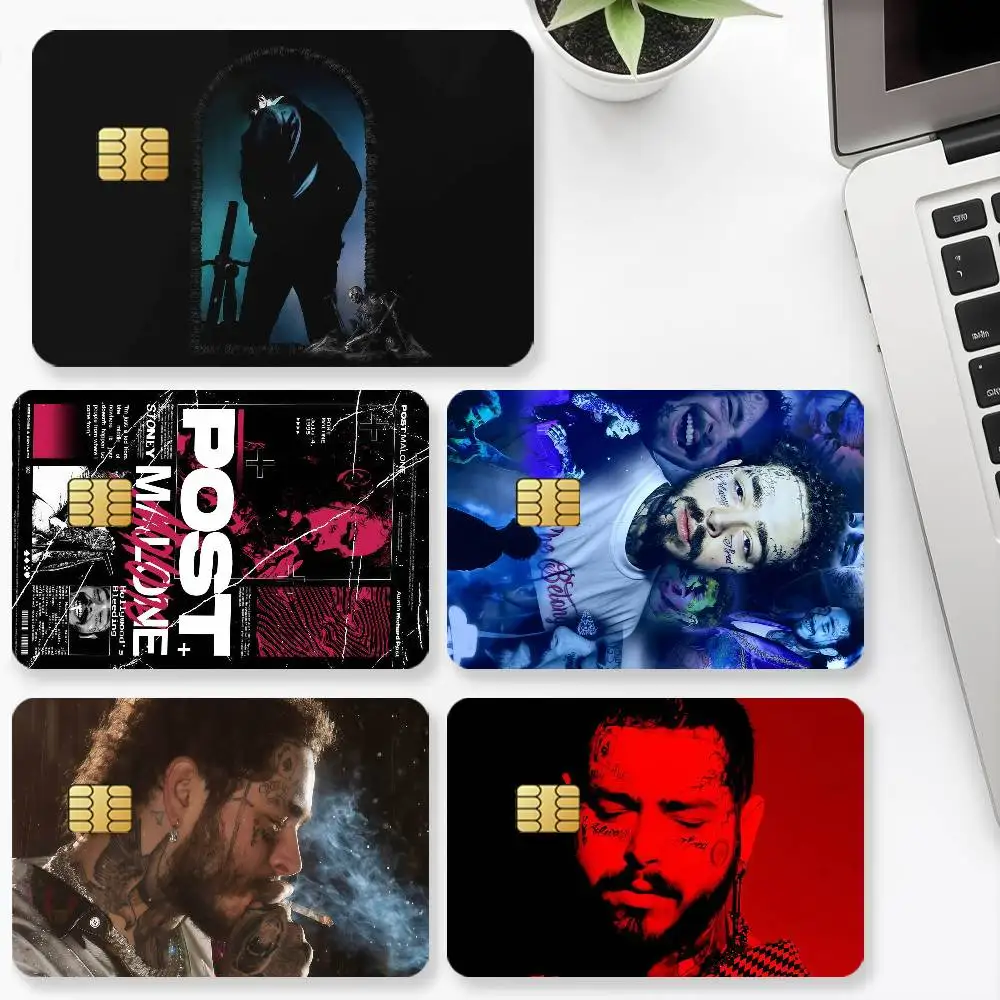Singer P-Post M-Malone Credit Card for Bank Debit Decorative Protection 4PCS Anti-scratch Waterproof Stickers Bus Subway Library