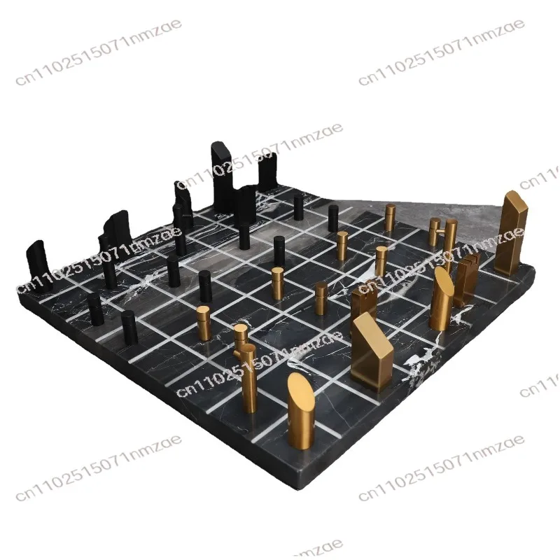 

European Style Marble Chessboard Decorative Ornament for Model Room TV Cabinet Bedroom Study Living Dining Room