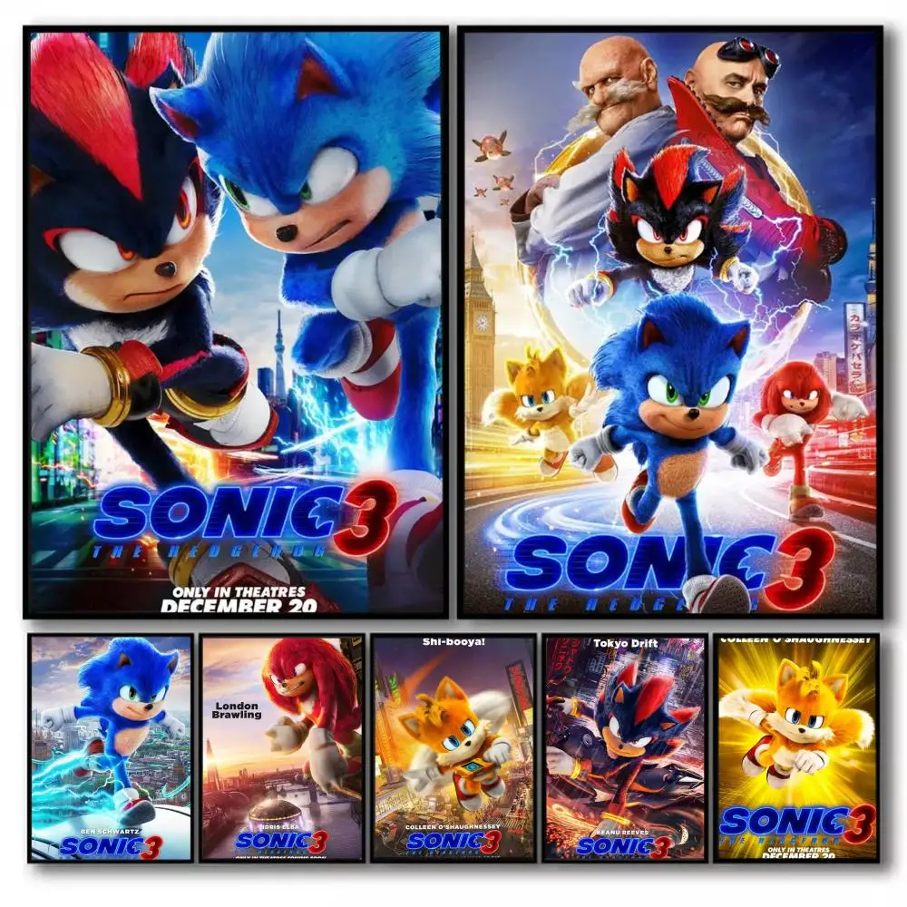 S-Sonic the Hedgehog 3 Poster PP Wall Art Prints Poster for Dorm Room Apartment Home Office Room Decor Gift Waterproof