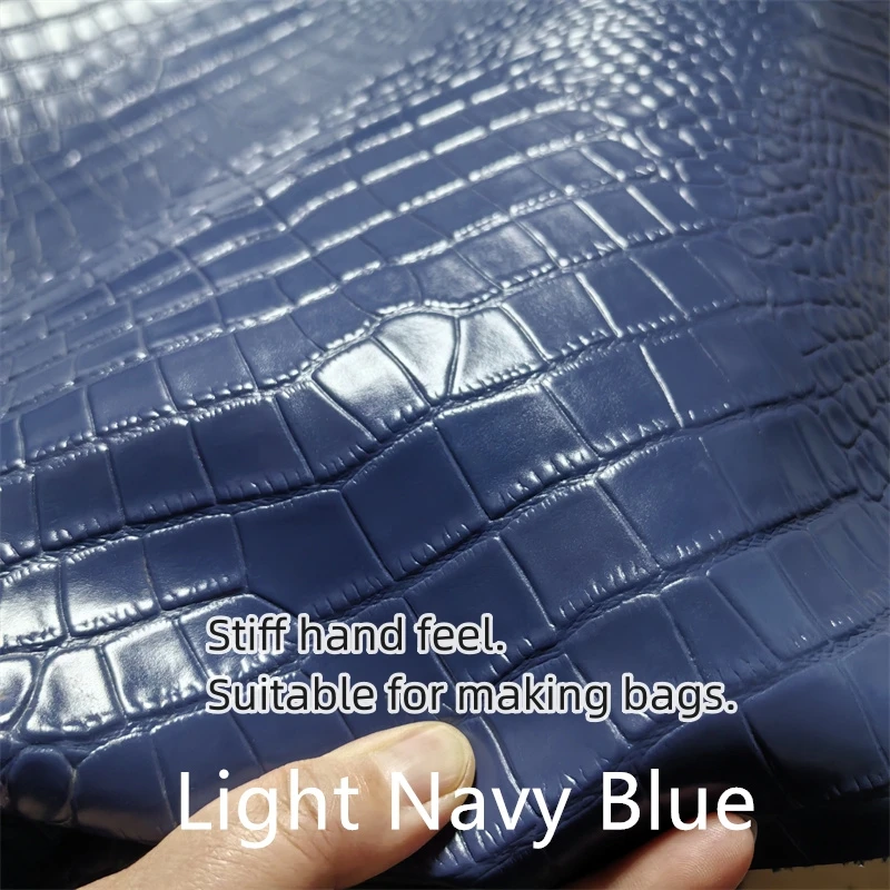 1.5mm Dark Blue Crocodile Pattern Cowhide. Top Grain Leather. Genuine Leather Fabric. For Handmade DIY Bags. Full Sheet Cutting. - view 5