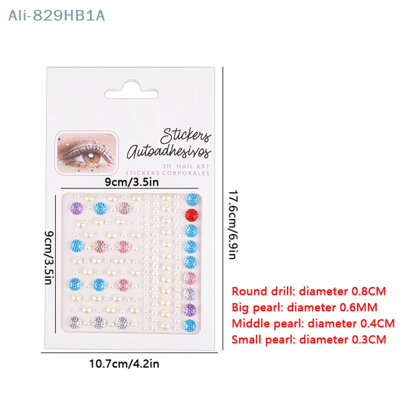 Makeup Pearl Round Diamond Eyes Face Diy Body Crystal Gems Tattoo Adhesive Nail Art Decoration Acrylic Eyeshadow Sticker