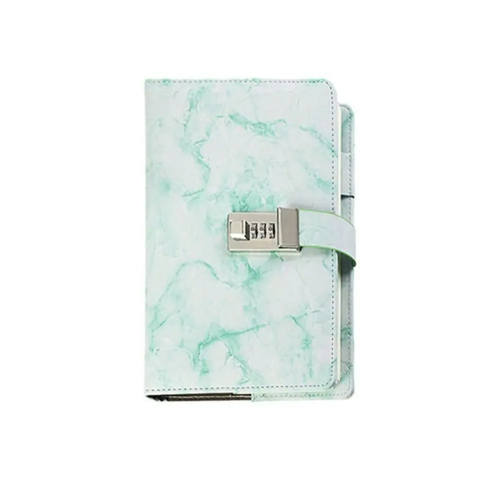 96-Page Password Notebook A5 PU Leather Marble Texture Handbook Smooth Writing Thickened Secure Diary Binder School