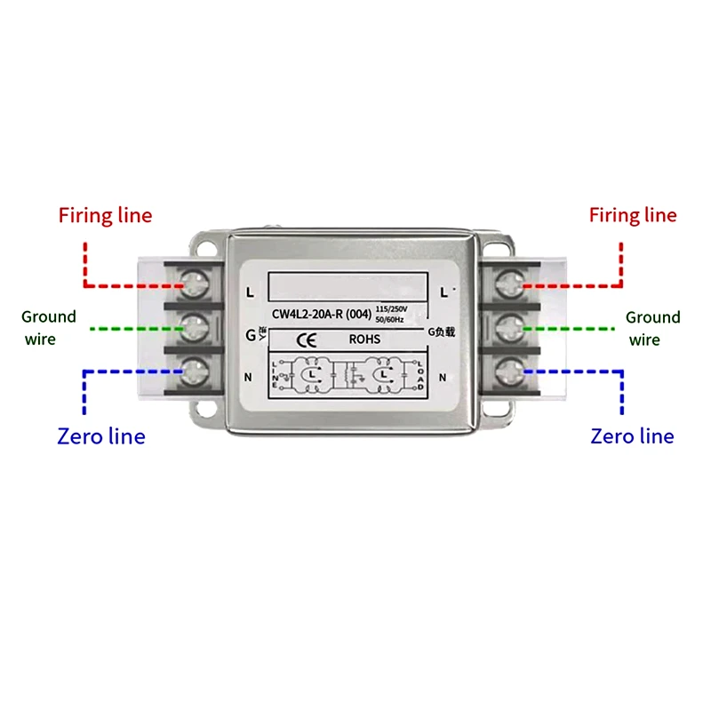 مرحلة واحدة مرشح الطاقة CW4L2-3A/6A/10A/20A/30A-R CW4L2-10A-R(004) مرشح ثنائي القطب محطة كتلة 220 فولت المضادة للتدخل