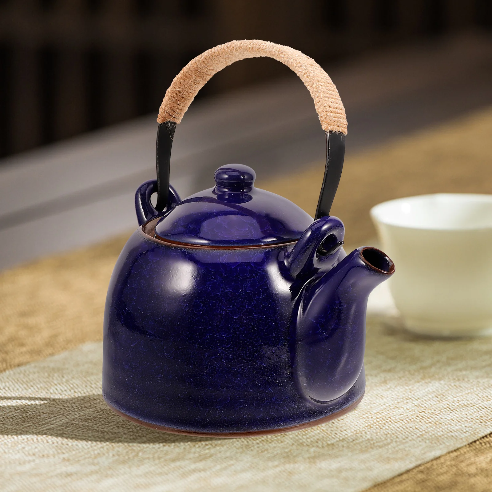 

Керамический чайник с ледяной трещиной и ручкой в стиле ретро в китайском стиле, большой емкости, чайник, домашний офисный декоративный чайник
