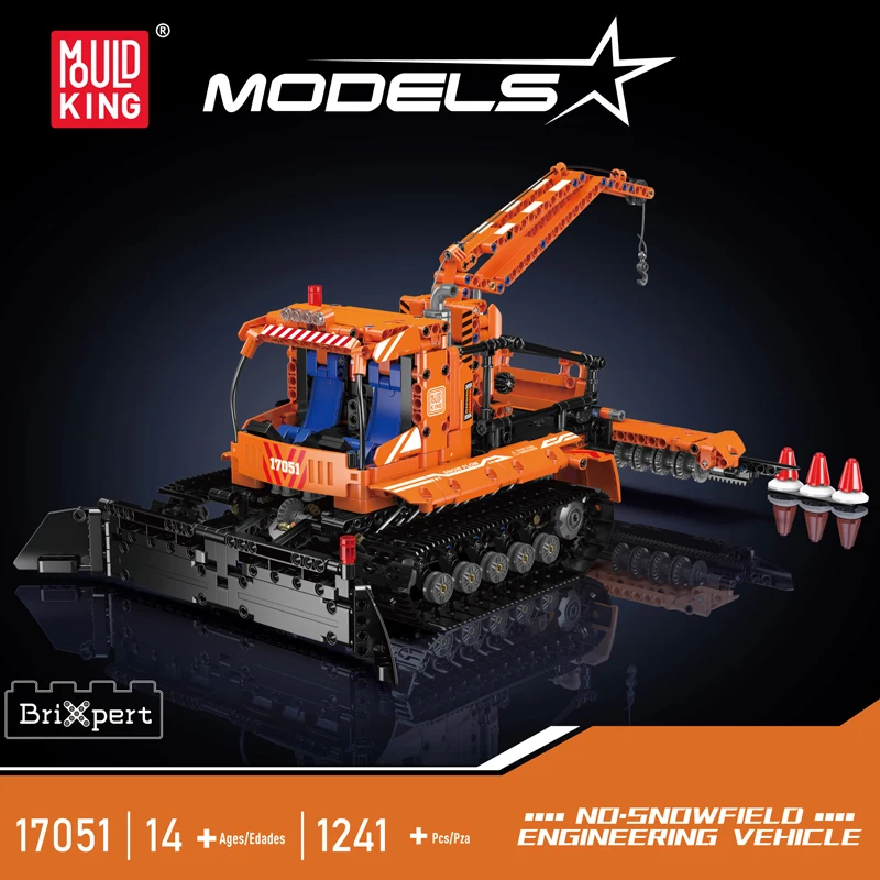 MOULD KING 17051 Technical Snowplow Truck Building Blocks Remote Control Snowfield Engineering Vehicle Toy Set for Kids