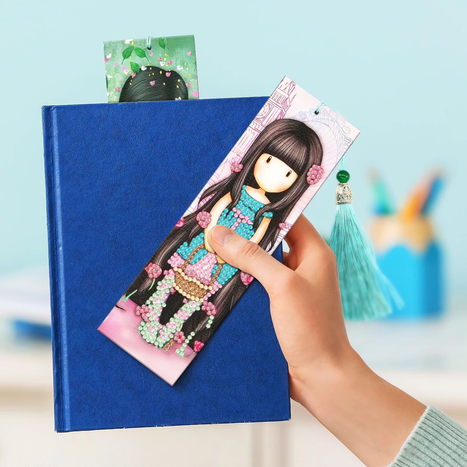 Cartoon Girl Bookmark Diamond Painted Digital Embroidery Bookmark Diy Set Book Use Bookmark Diamond Mosaic Art Student Gift