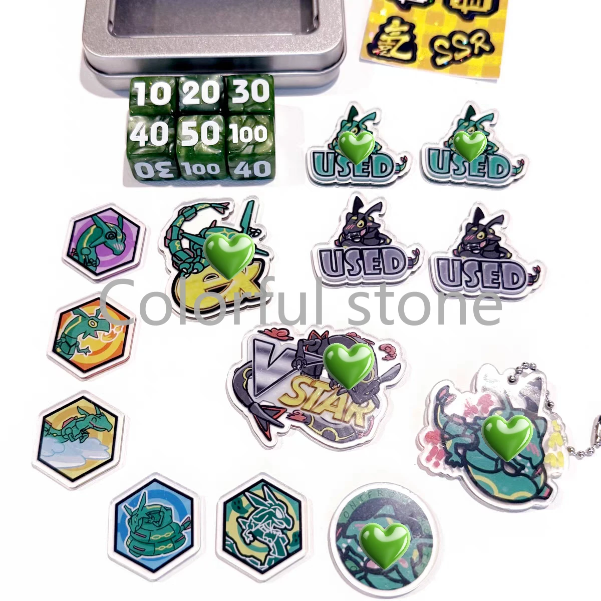 ポケモン-ptcg-ダメージインジケーターセット-レックウザテーマダイス-vstar-マーカー-ex-ボードゲームアクセサリー-ポケモンプレイヤーやファン向け