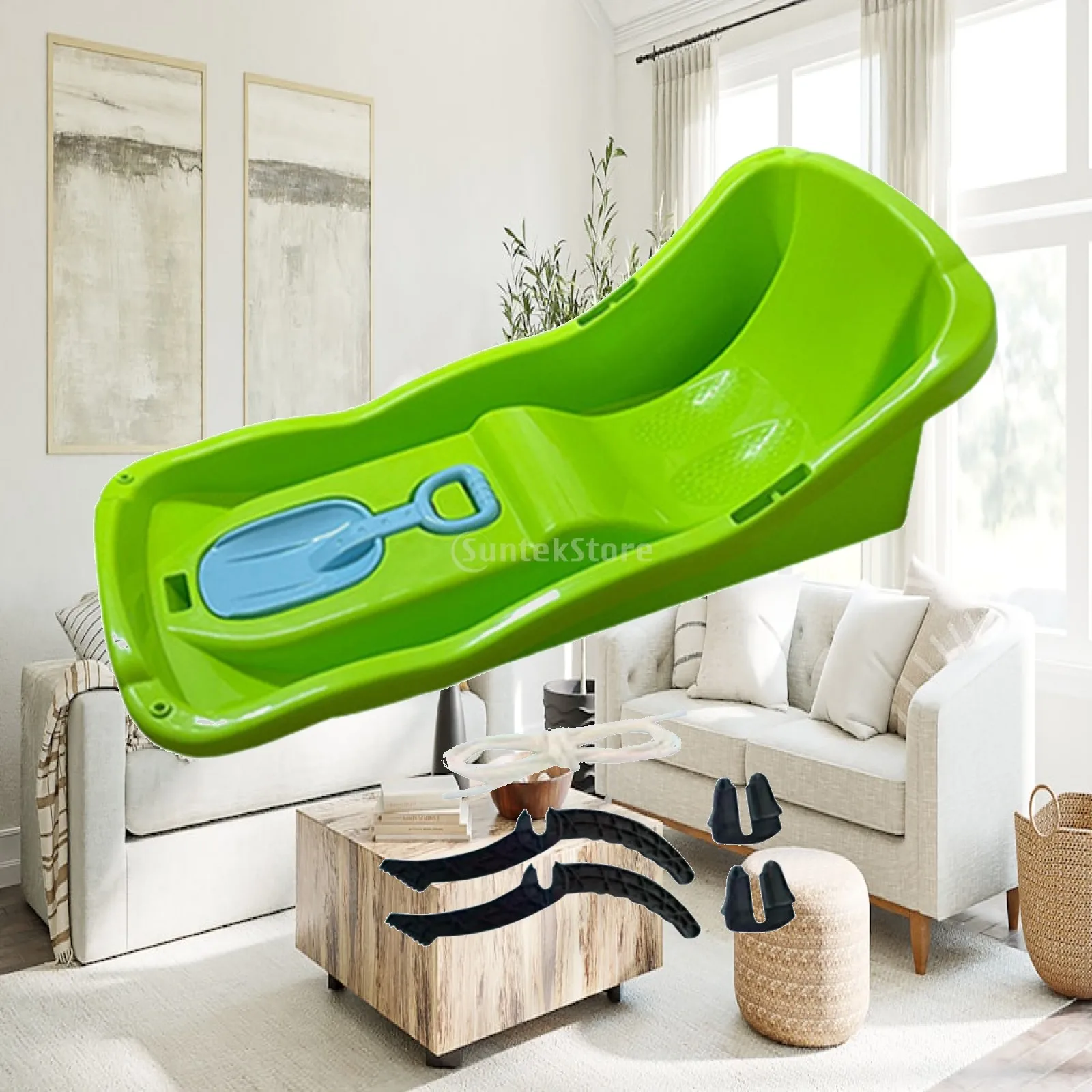 36inch Snow Sled Sledge Multifunctional with Brake Accessories Snow Toy Grass Sliding Sled for Holiday Lawn Outdoor Sports