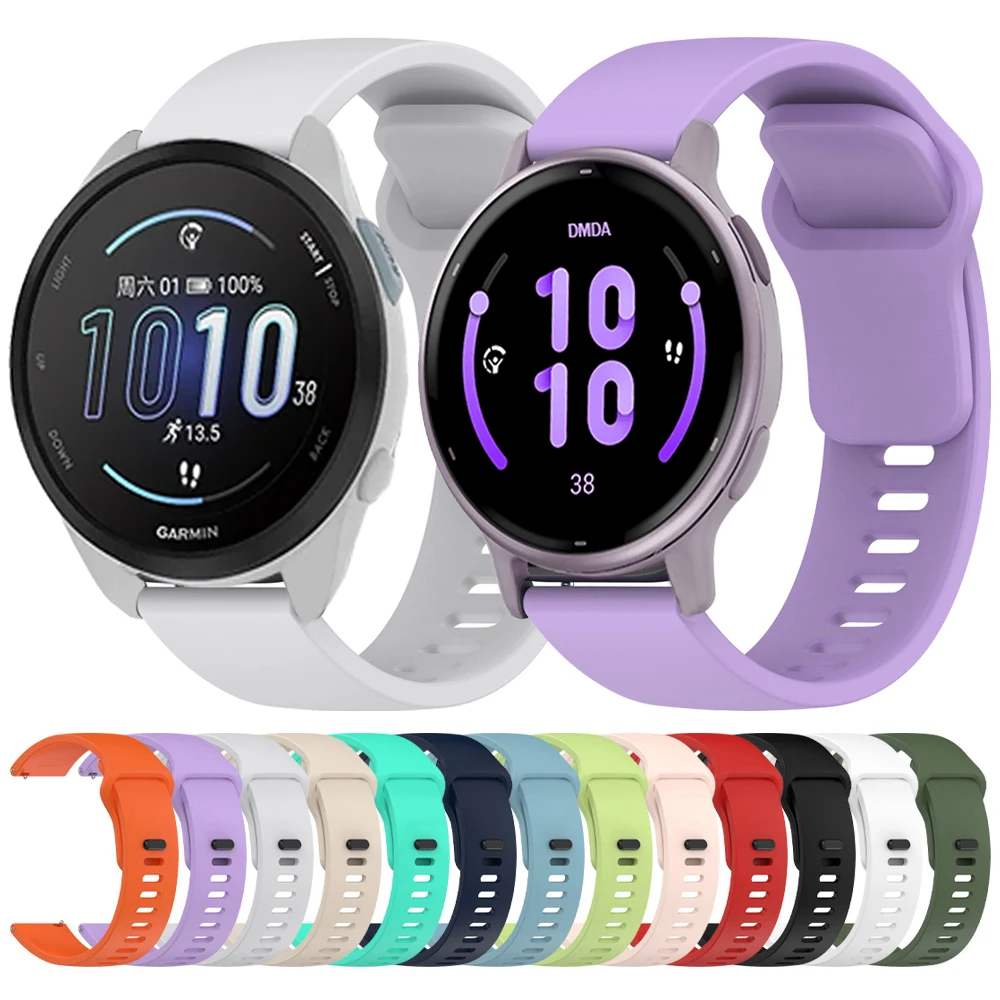 20 mm 22 mm Silikon-Uhrenarmband für Garmin Forerunner 570 265 255 245 165 Musikarmband Vivoactive 6 5 4 Venu 3 2 Sq Sportarmband