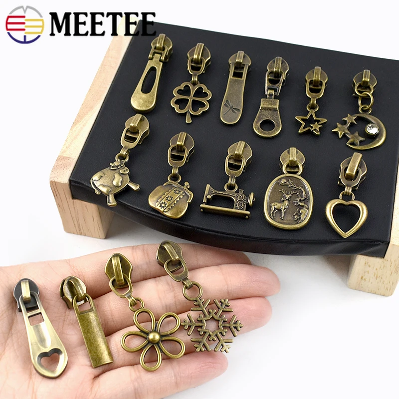 5-30P 5# Bronze Nylon Zipper Sliders for Clothes Bags Jacket Zippers Pull Pocket Shoes Zip Head Repair Kits DIY Sewing Accessory