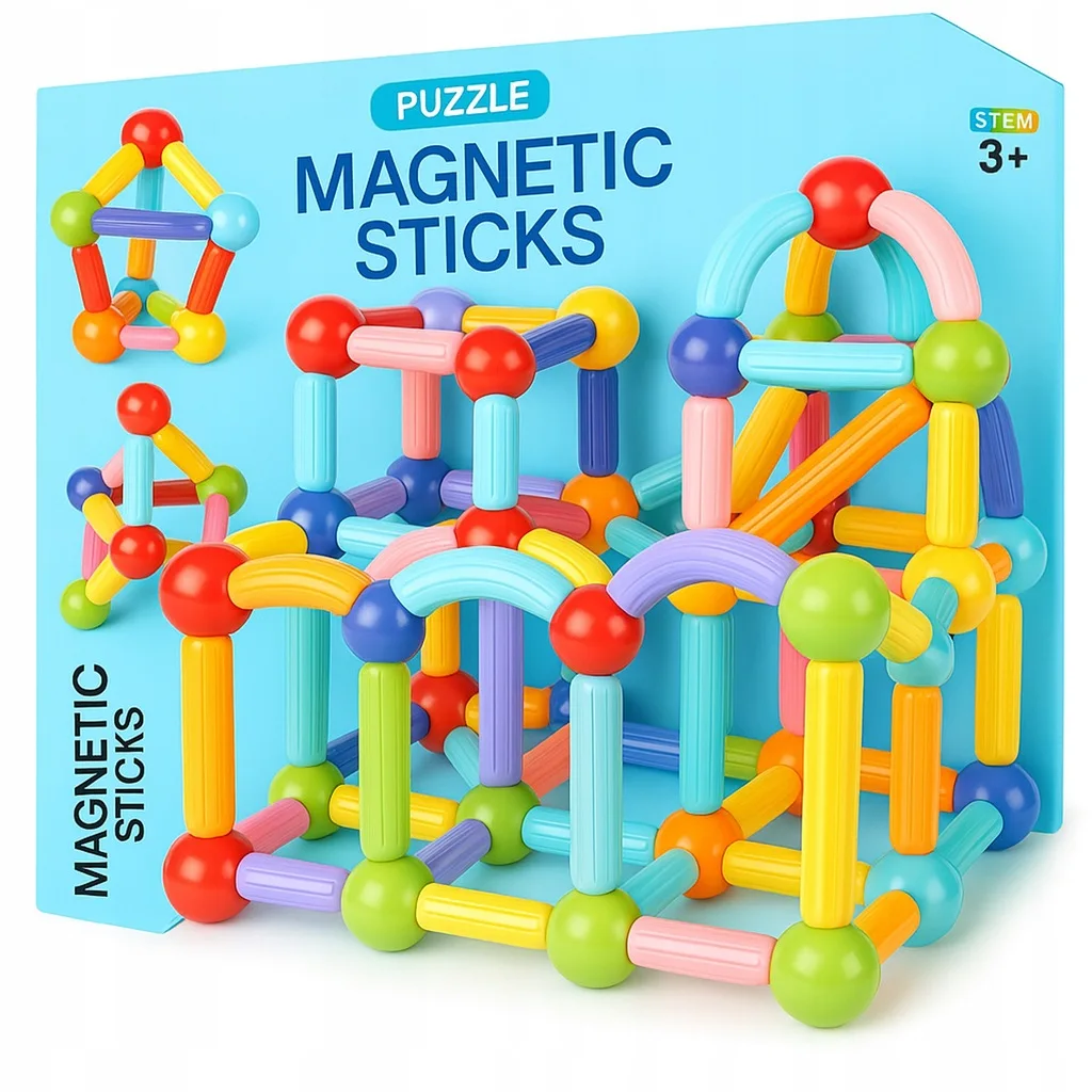 GROTE ontwerp MAGNETISCHE PLOKKEN voor kinderen 64 El magnetische STICKS