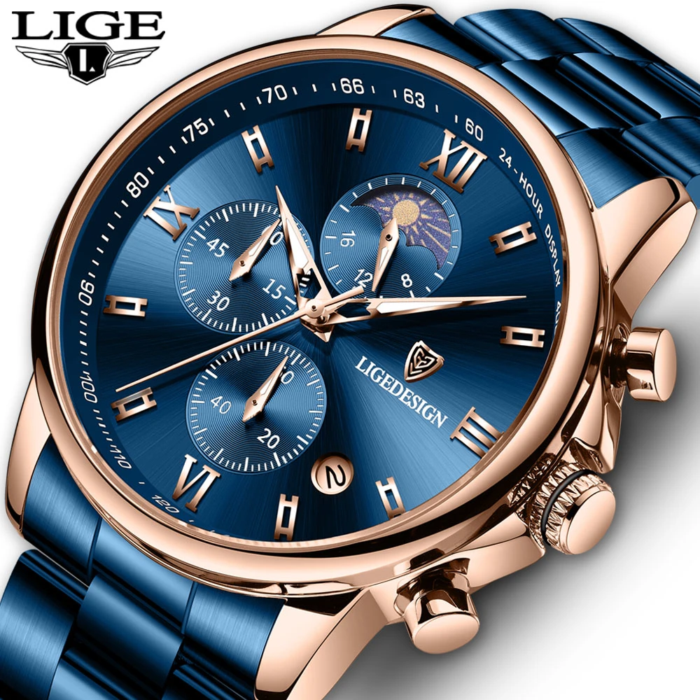 New Watches for Men LIGE Top Luxury Brand Quartz Men’s Watch Sport Waterproof Wrist Watches Chronograph Date Relogio Masculino