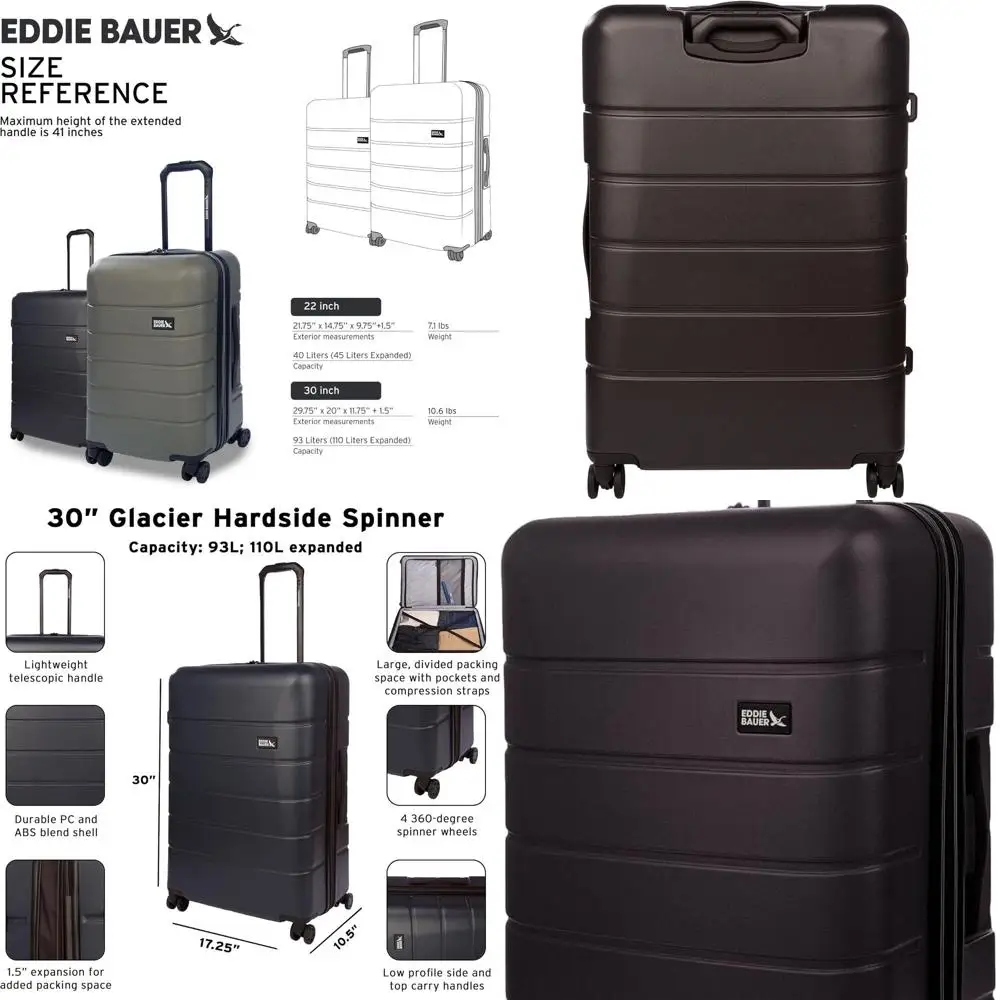 

Чемодан-спиннер Eddie Bauer 30 из углерода с прочным корпусом из ПК/АБС-пластика