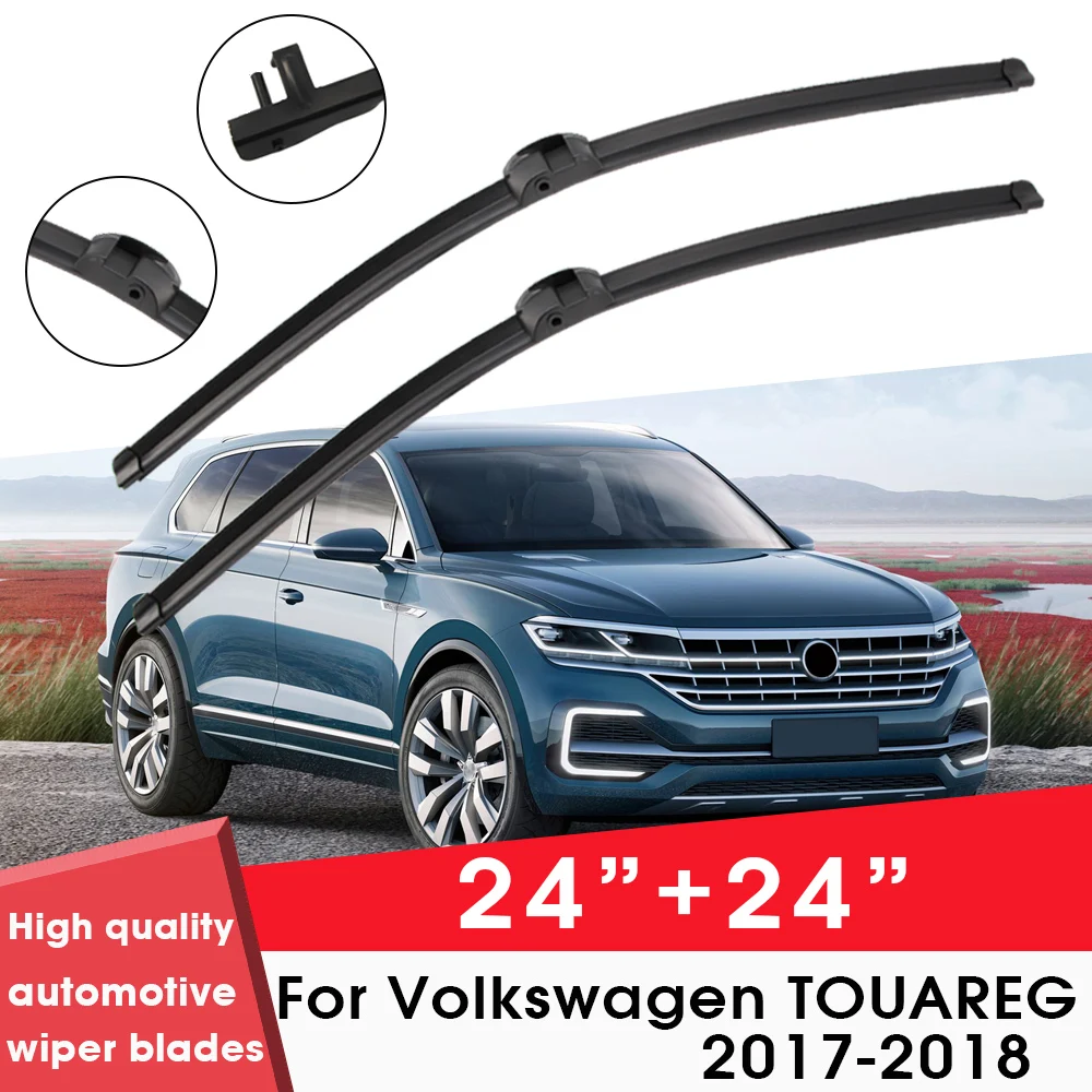 

Car Wiper Blades For Volkswagen TOUAREG 2017-2018 24"+ 24" Windshield Windscreen Clean Naturl Rubber Cars Wipers Accessories