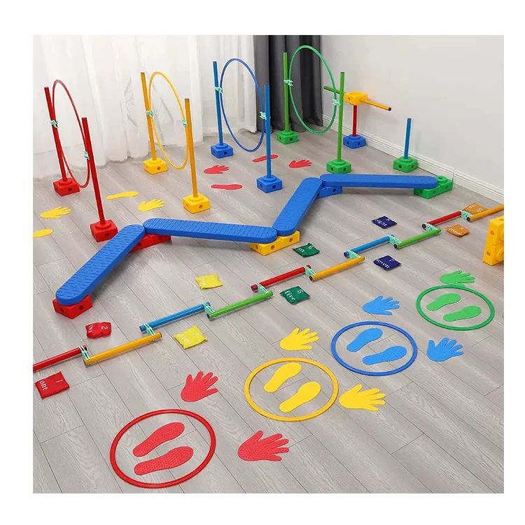 Nursery Kids Obstacle Course Training Balance & Coordination Jumping Play Combo Durable Plastic Agility Hoops Sensory Equipments