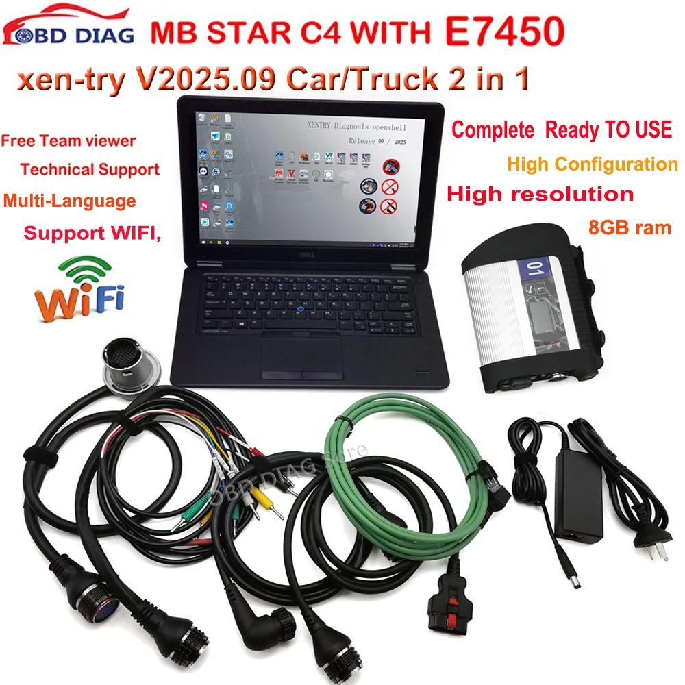 

Wifi MB STAR SD C4 COMPACT C 4 OBD2 диагностические инструменты с ноутбуком E7450 Новейшее программное обеспечение для автомобиля и грузовика 12 В/24 В Готов к использованию
