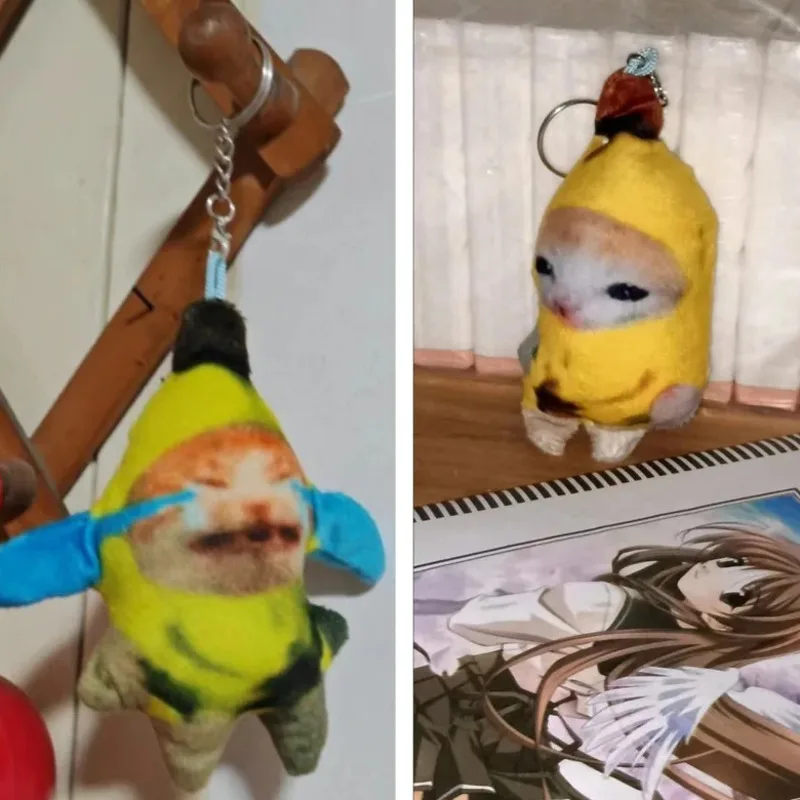 

Banana Cat Plush Pendant Cute Crying Banana Cat Funny Keychain Car Bag Pendant Keyring Accessories Gifts To Classmate 2025 New