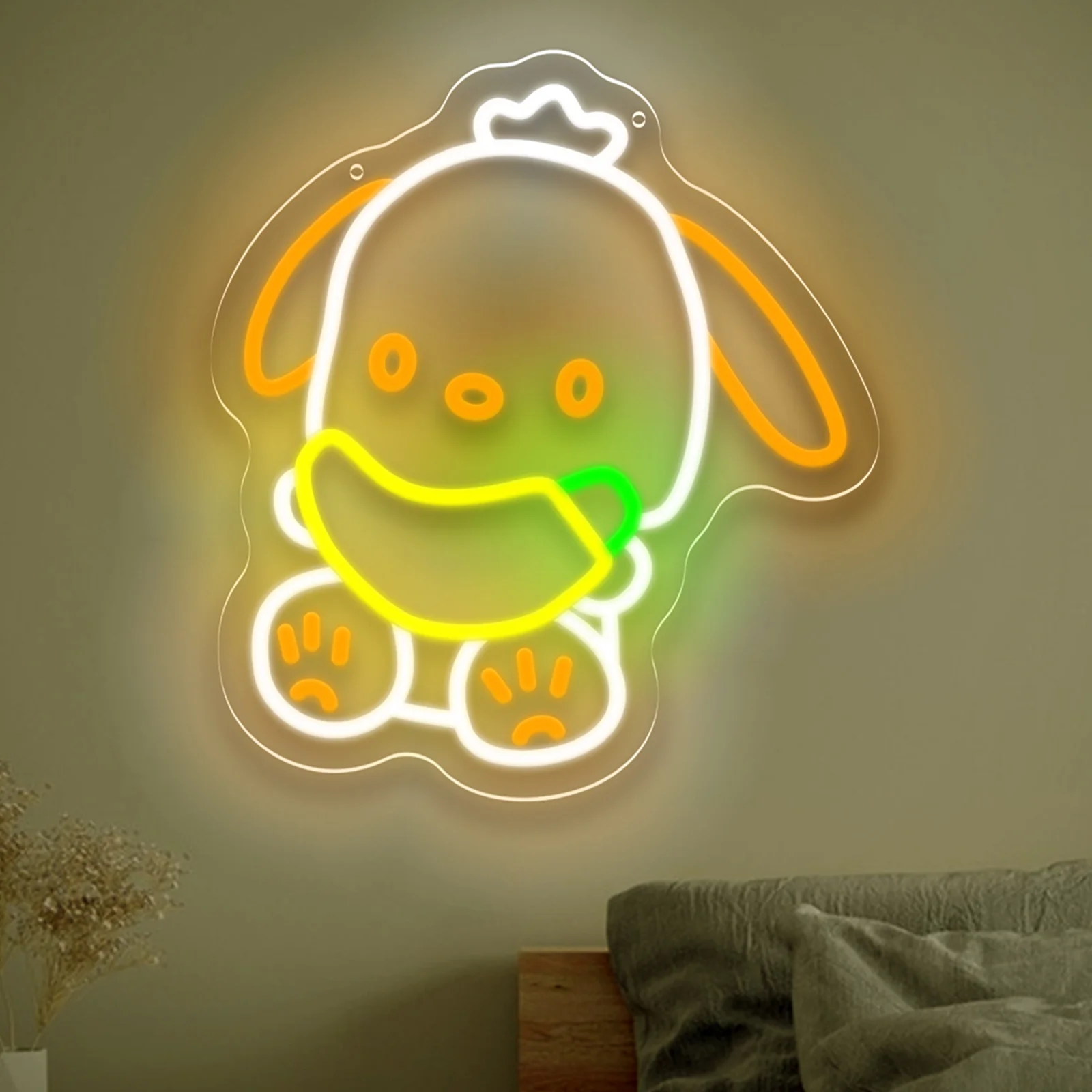 Sanrio Neonschild Pochacco Neonlicht für Geständnis der Liebe, Party, Schlafzimmer, Spielzimmer, Fenster, Café, Bar, Getränke, Shop-Dekoration