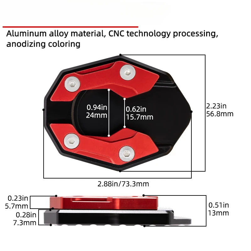 CNC 알루미늄 합금 오토바이 킥스탠드 사이드 스탠드 익스텐션 패드 확대기 플레이트, 야마하 NMAX AEROX155 Nvx155 XMAX 250 300