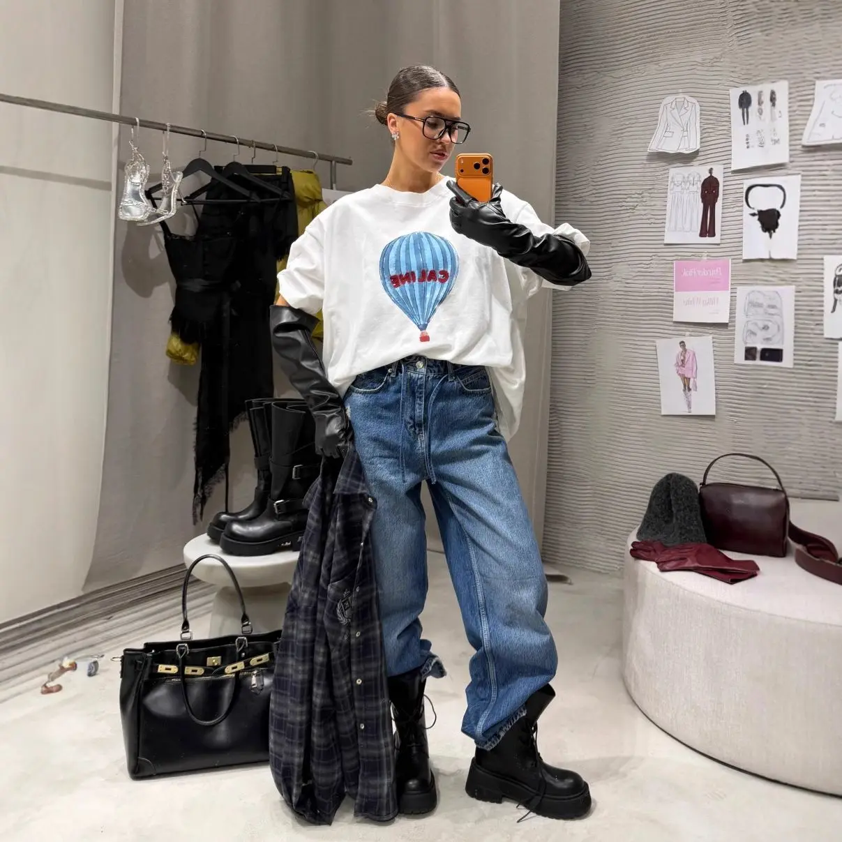European And American Style Summer New Watercolor Hot Air Balloon Casual Loose INS Lazy Style 100% Pure Cotton Women's T-shirt