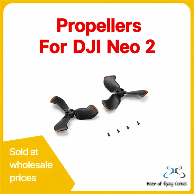 Propellers for DJI Neo 2, 4-Pack Blades with 8 Screws, 3-Blade CW and CCW Pair, Orange Tip, Easy Screw-On Install