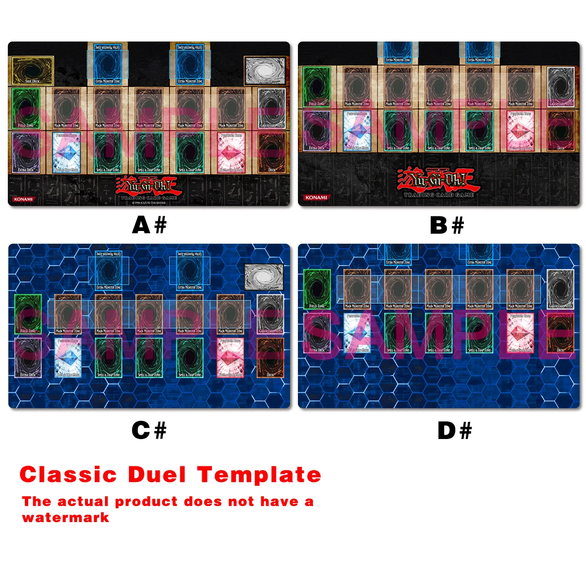 YuGiOh Classic Duel Template TCG Mat CCG Playmat Board Game Trading Card Game Mat Rubber Mouse Pad Gaming Pad Free Bag 60x35cm