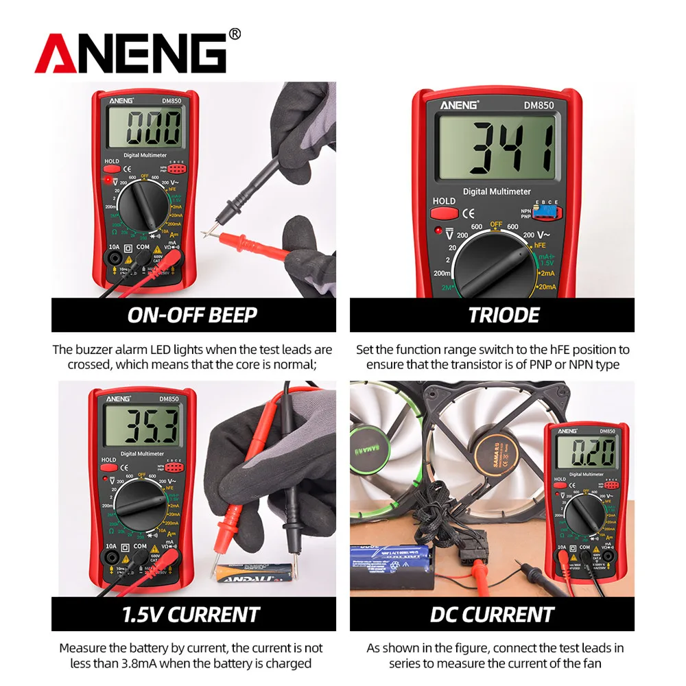 ANENG DM850 Automatic Professional Digital Multimeter 1999 Counts Auto AC/DC Votage Tester Ohm Current Ammeter Detector Tool