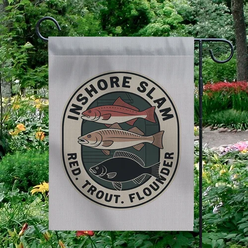 Inshore Slam Garden Flag Redfish Trout Flounder Saltwater Fishing Decor OOV IIC