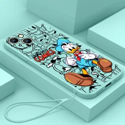 Mickey Mouse Donald Duck Cute Cartoon Phone Case For iPhone 15 14 13 12 11 Pro Max Mini X XR XS SE 8 7 Plus Liquid Rope Soft