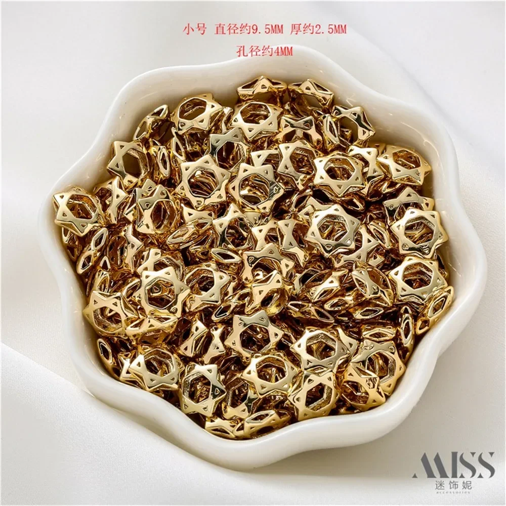 14K gouden tas kleurbehoud hexagram set kralenring DIY handgemaakte sieraden accessoires materialen