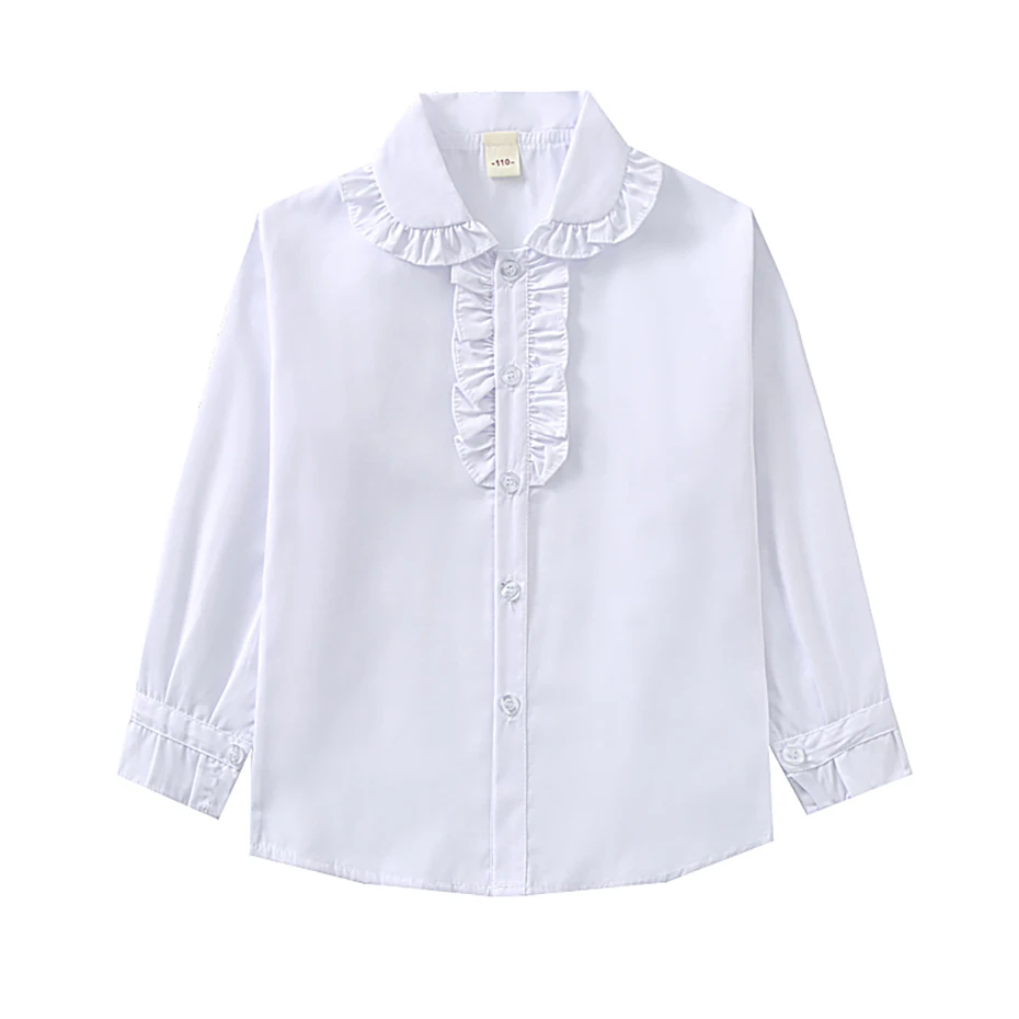 Girls White Blouse Solid Color Girls Tops Spring Autumn Blouse Girl Casual Style Teenager Clothes Girls 6 8 10 12 14