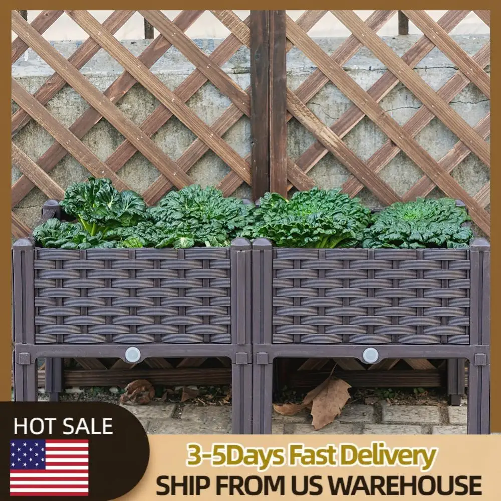 

Приподнятые пластиковые приподнятые садовые клумбы, уличные горшки с дренажными отверстиями