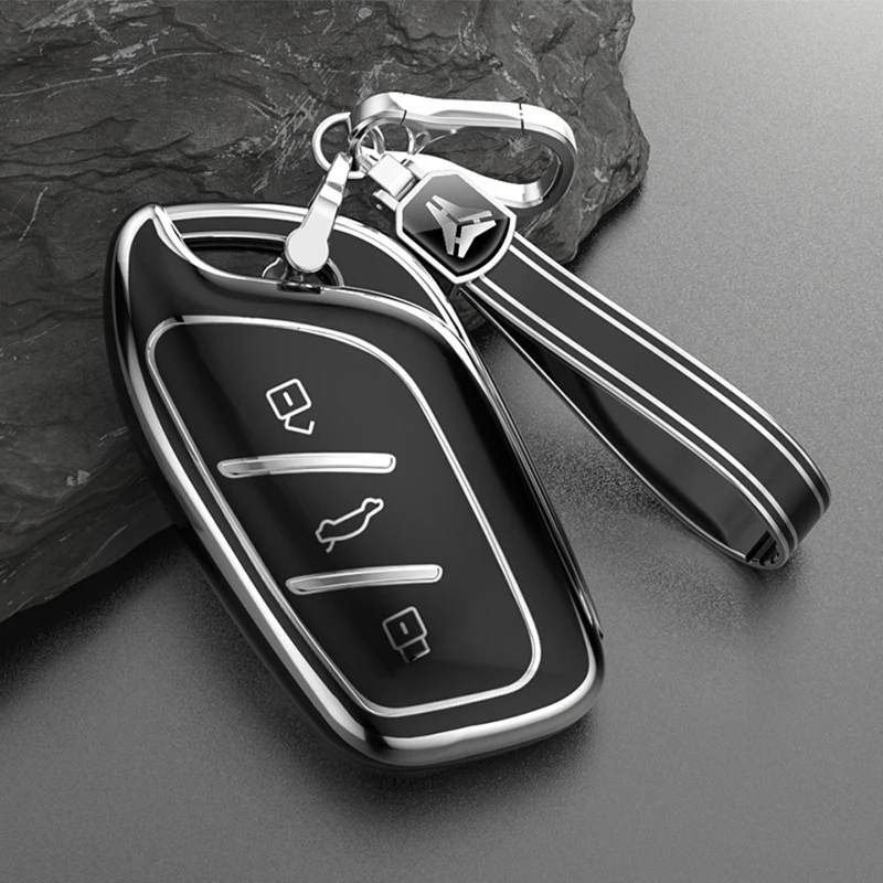 3 button TPU Car Key Cover Case Shell For MG ZS EV MG6 EZS HS EHS 2019 2020 For Roewe RX5 i6 i5 RX3 RX8 ERX5 Keychain