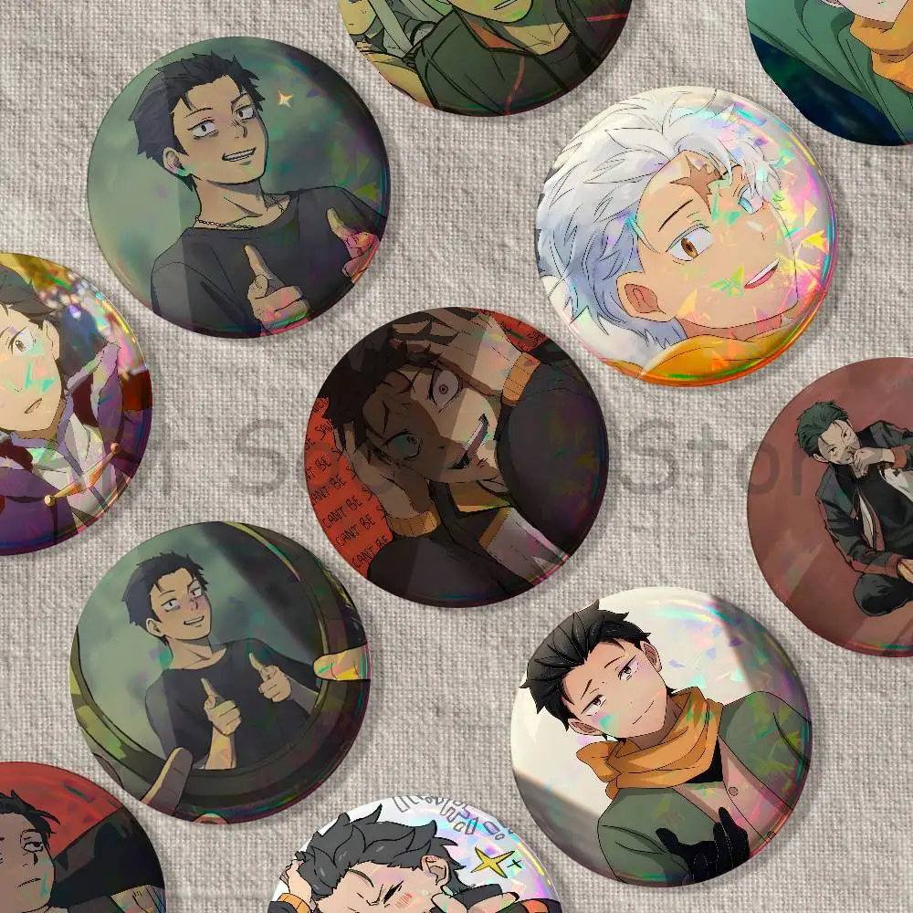 R-Re-Zero Subaru 22mm,32mm,42mm,58mm,75mm Round Badge Brooch for Various Clothing Backpacks Jewelry Accessories Gift