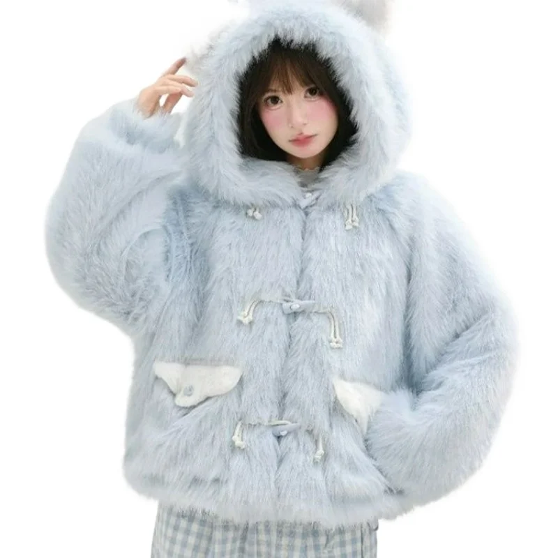 2026 Autumn/Winter New Style Fashionable Thickened Warm Outerwear Sweet Cute Cat-shaped Three-dimensional Animal Ear Hooded Girl