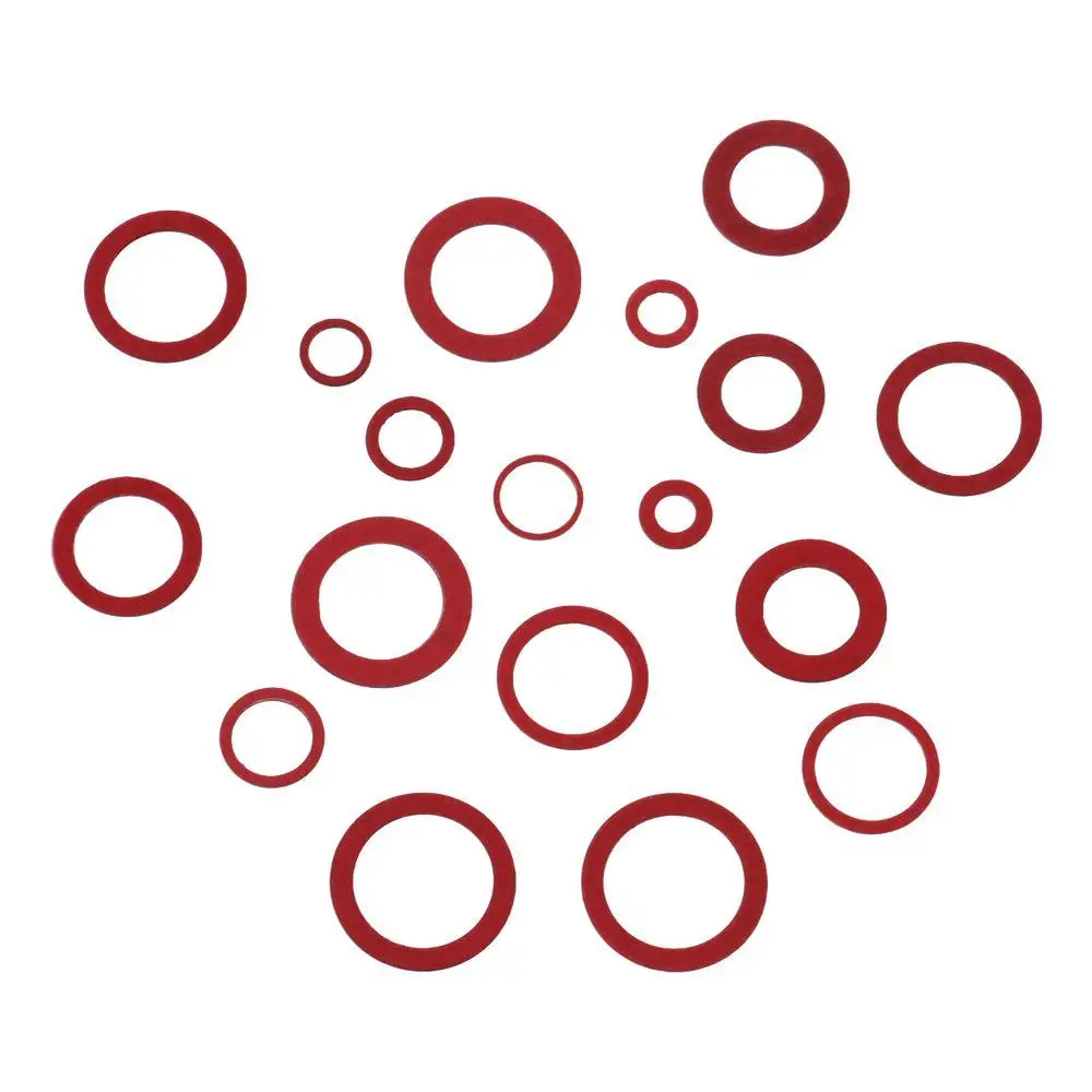 

150 шт. с пластиковой коробкой, 14 размеров, набор волоконных шайб, красная изоляционная шайба, красные стальные бумажные шайбы