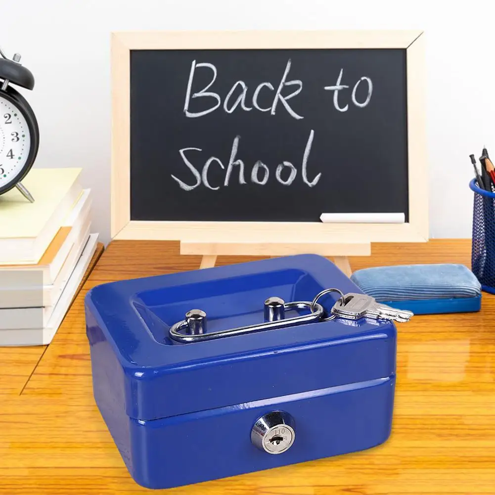 Impact-resistant Cash Box Metal Box Compact Shock-proof Cash Box with Security Lock Two Portable Multi Compartment Safe for Cash