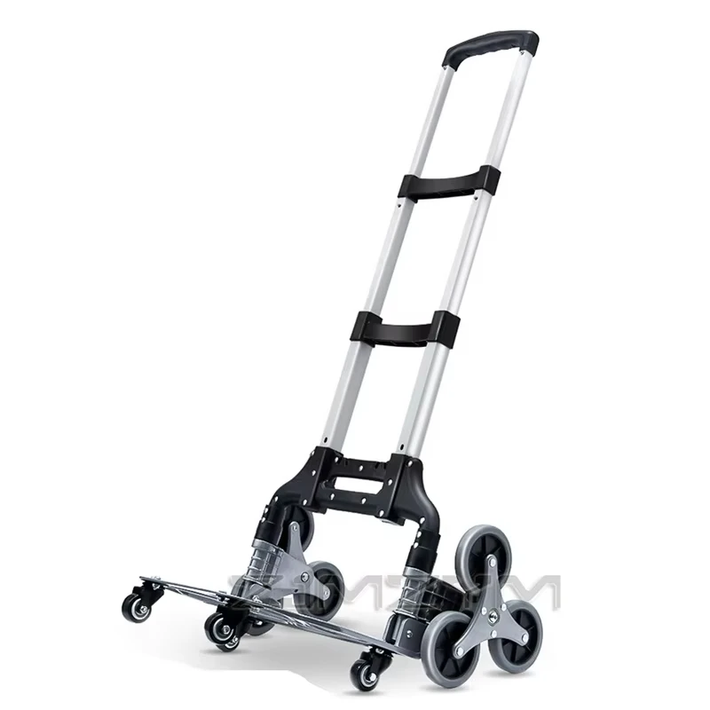 150KG All Terrain Stair Climbing Cart Portable Hand Truck With Bungee Cord Folding Trolley For Upstairs Cargo With Bag 6 Wheels