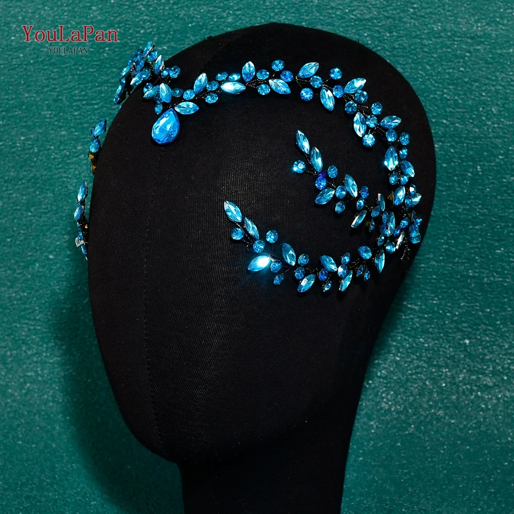 TOPQUEEN Bunte Kopfbedeckung Braut Strass Stirnband Hochzeit Luxus Kopfschmuck Frau Wasser Tropfen Haarband Haar Schmuck HP599 – Detail 9