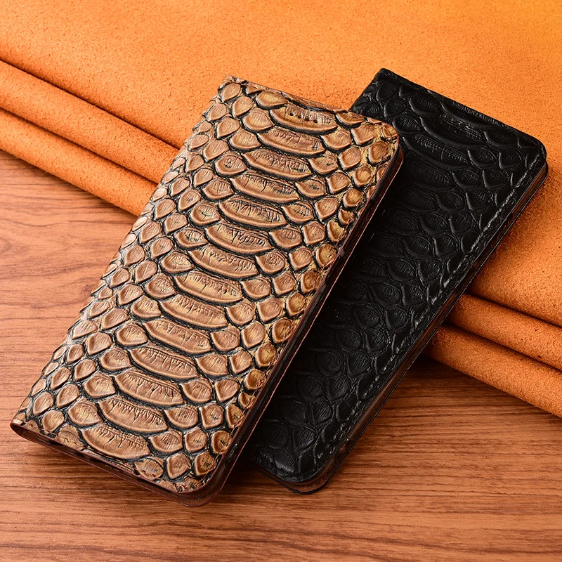 

Python Genuine leather Phone Case for iPhone 17 Pro Max 16E 14 15 12 13 11 16 Pro Max Plus Luxury Snake Skin Wallet Flip Cover