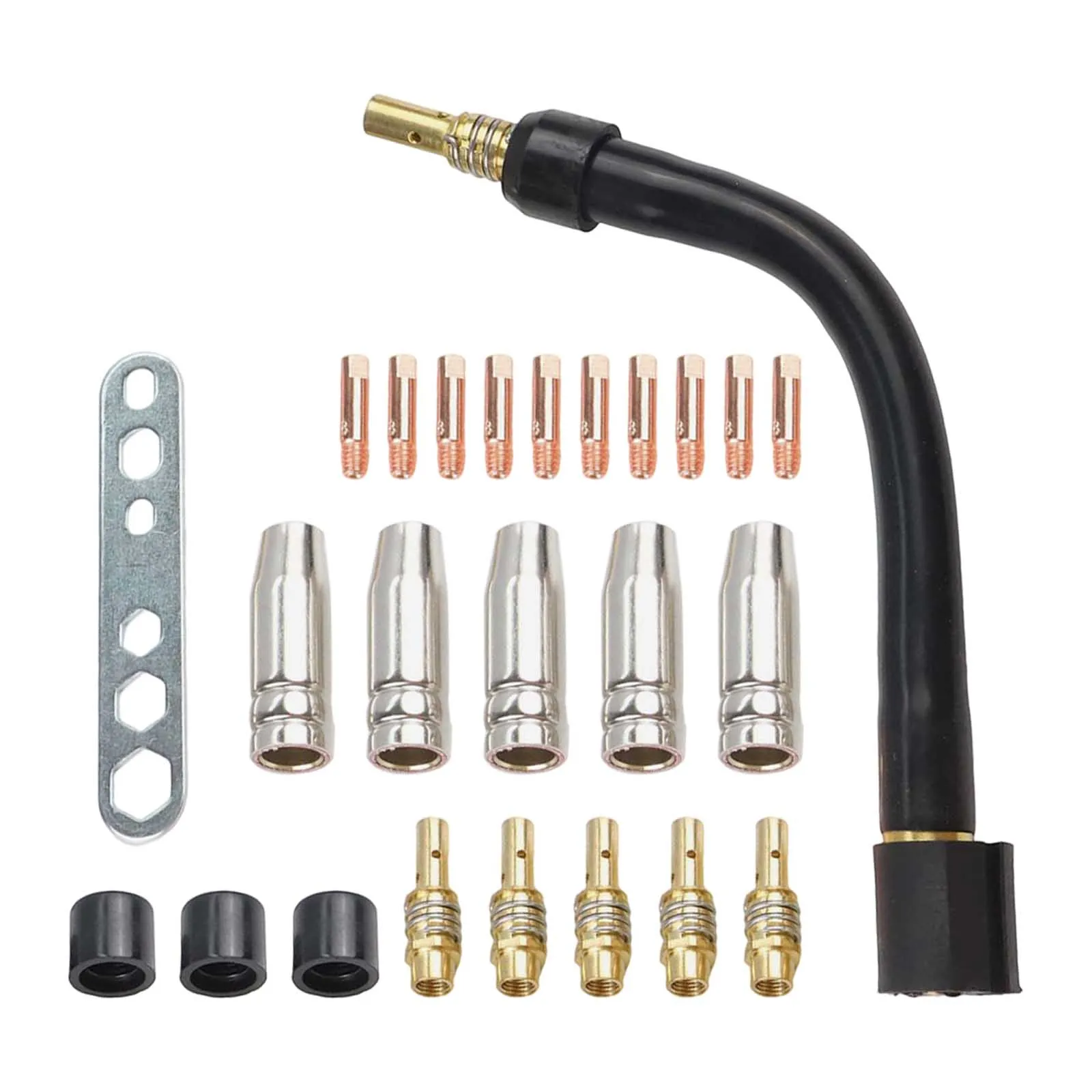 

25PCS Welding Torch Components Set for 15AK and For MB15 Quick Setup Includes Gas Nozzles and Power Nozzles for Diverse Needs