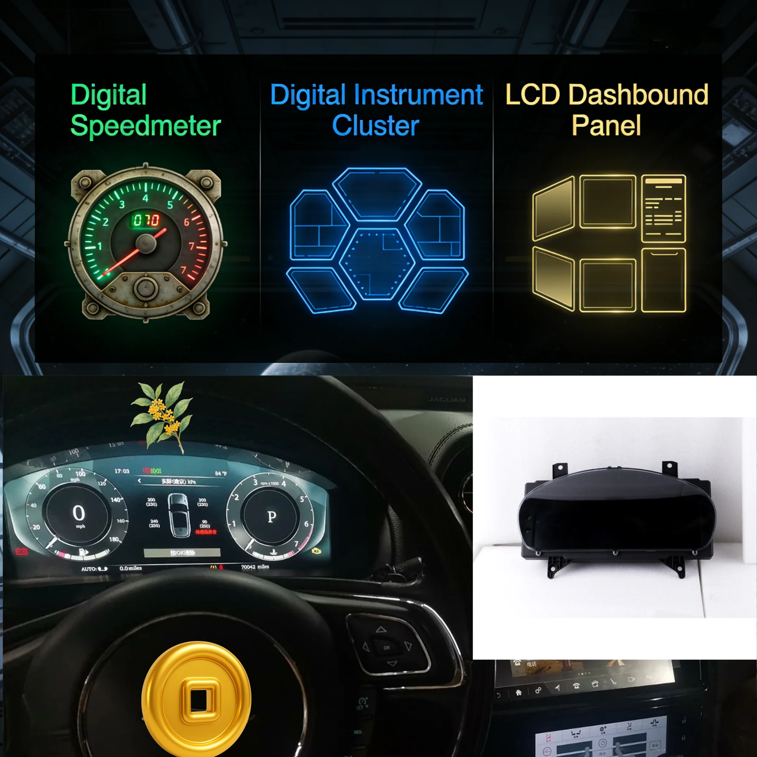 

Car LCD Dashboard For Jaguar XF XFL XJL 2010-2018 Display Crystal Digital Cluster Instrument Panel Speedometer Player Screen