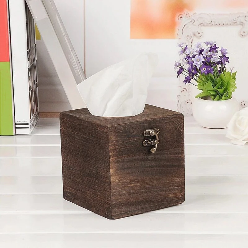 

Wooden Bedroom Paper Box Holder for Bathroom Washroom