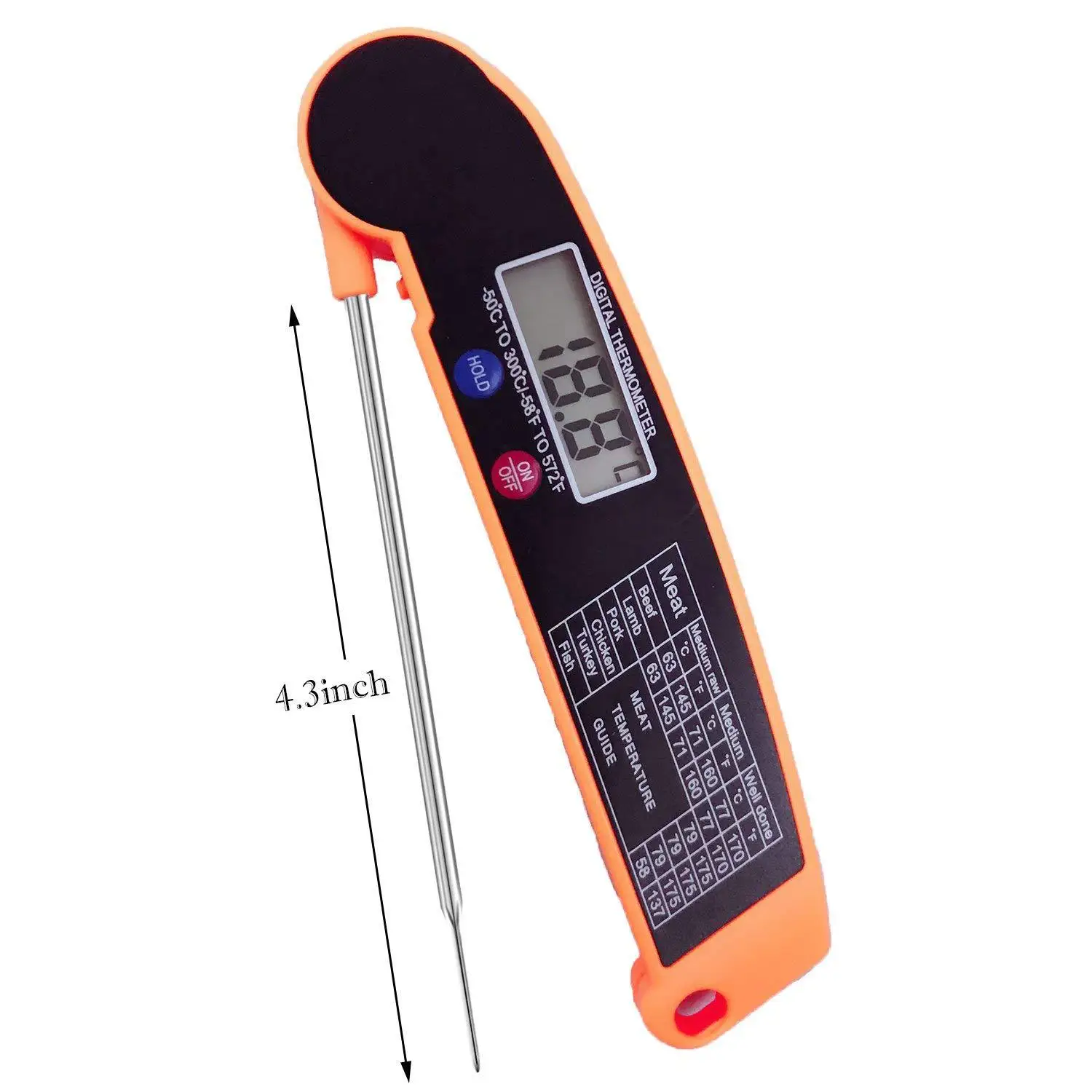 Ultra-Thin Foldable BBQ Thermometer - For Kitchen Food, Meat & Oven Temperature Measurement