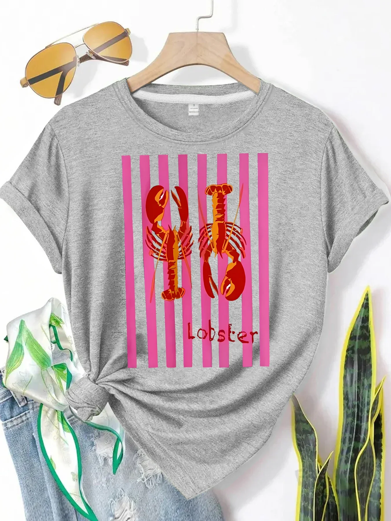 Sommermode bedruckte T-Shirts für Damen, lässige Kurzarm-Shirts, wilde Rundhals-T-Shirts, bequeme und weiche Stretch-T-Shirts