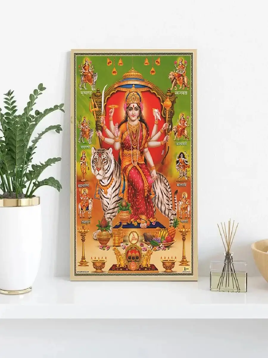 Durga Goddess Vintage Indian God Hindu Canvas Painting  Wall Art Posters  Prints for Living Room Home Decor