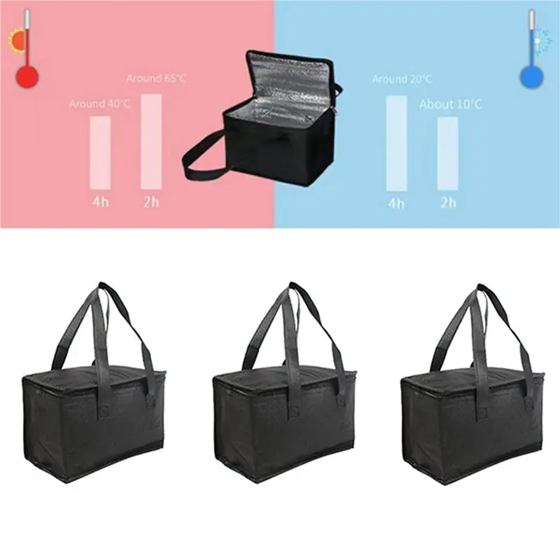Hot kf-12PCS Outdoor Portable Lunch Insulated Bag, Beer Delivery Bag, Foldable Thermal Picnic Bag, Cold Food Warm-Keeping Bag