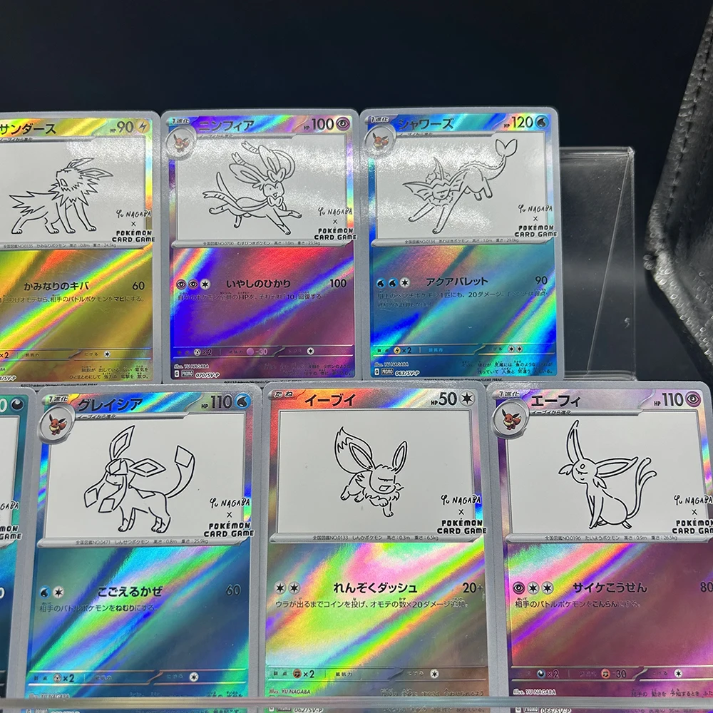 لتقوم بها بنفسك أنيمي PTCG جمع بطاقة Eevee الأسرة Leafeon Flareon Espeon Vaporeon الانكسار اللون فلاش احباط بطاقة هدايا عيد الميلاد