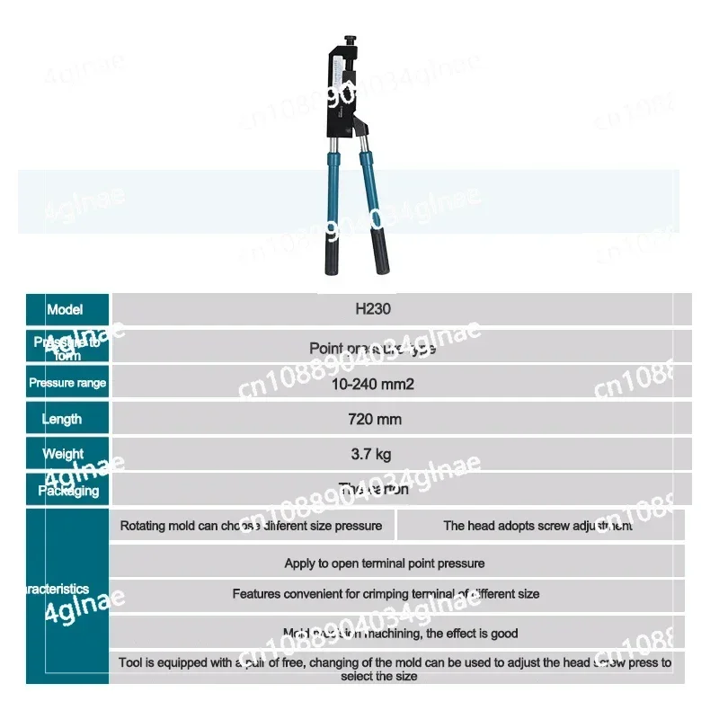 KH-230 Crimping Pliers Portable Hydraulic Crimping Tool Cable Wire Terminal Connector Hand Tools for Mechanic 10-240mm² Crimper